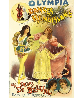 SPECTACLE LES SOEURS de BELVAL OLYMPIA Rvzd-POSTER/REPRODUCTION d1 AFFICHE VINTAGE d'Europe débarque