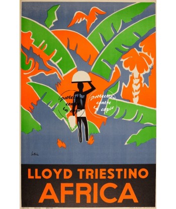 BATEAUX LLOYD TRIESTINO AFRICA R22-POSTER/REPRODUCTION d1 AFFICHE VINTAGE offre 