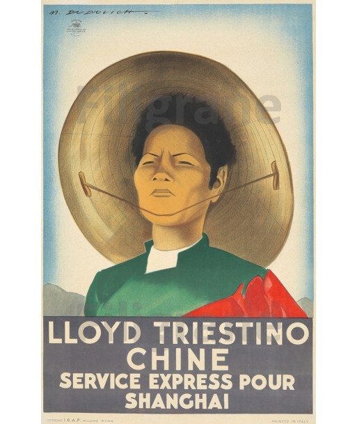 BATEAUX LLYOD TRIESTINO CHINE 261-POSTER/REPRODUCTION d1 AFFICHE VINTAGE les ctes