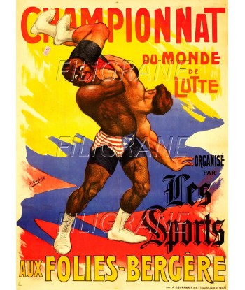 SPECTACLE LUTTE FOLIES BERGèRE Rglh-POSTER/REPRODUCTION d1 AFFICHE VINTAGE Amélioration de cerveau avec