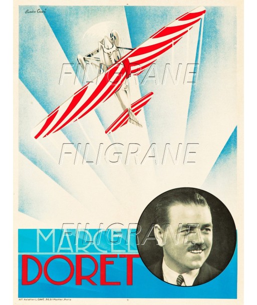 AVIATION Marcel DORET AVIATEUR Rilz-POSTER/REPRODUCTION d1 AFFICHE VINTAGE de technologie