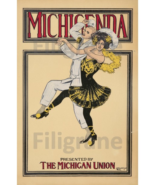 SPECTACLE MICHIGENDA DANSE Ricw-POSTER/REPRODUCTION d1 AFFICHE VINTAGE soldes