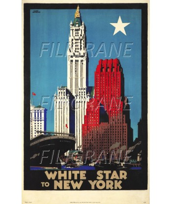 BATEAUX NEW YORK WHITE STAR Rxaq-POSTER/REPRODUCTION d1 AFFICHE VINTAGE Amélioration de cerveau avec