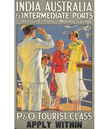 BATEAUX P & O TOURIST CLASS Rttr-POSTER/REPRODUCTION d1 AFFICHE VINTAGE une grave pollution 