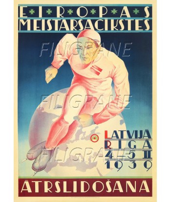 SPORTS d'HIVER PATINAGE ATRSLIDOSANA 1939 Ryys-POSTER/REPRODUCTION d1 AFFICHE VINTAGE Dans la société mordern