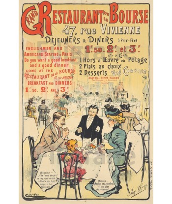 PUB RESTAURANT de la BOURSE Rveh-POSTER/REPRODUCTION d1 AFFICHE VINTAGE est présent 