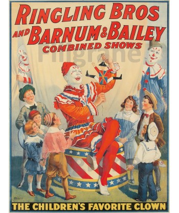 CIRQUE RINGLING BROS CLOWN Rgqn-POSTER/REPRODUCTION d1 AFFICHE VINTAGE Dans la société mordern