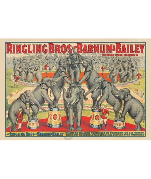 CIRQUE RINGLING BROS éLéPHANTS Ruho-POSTER/REPRODUCTION d1 AFFICHE VINTAGE Toutes les collections ici