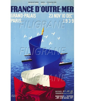 EXPO SALON FRANCE OUTRE-MER 1939 Rwbz-POSTER/REPRODUCTION d1 AFFICHE VINTAGE Fin de série