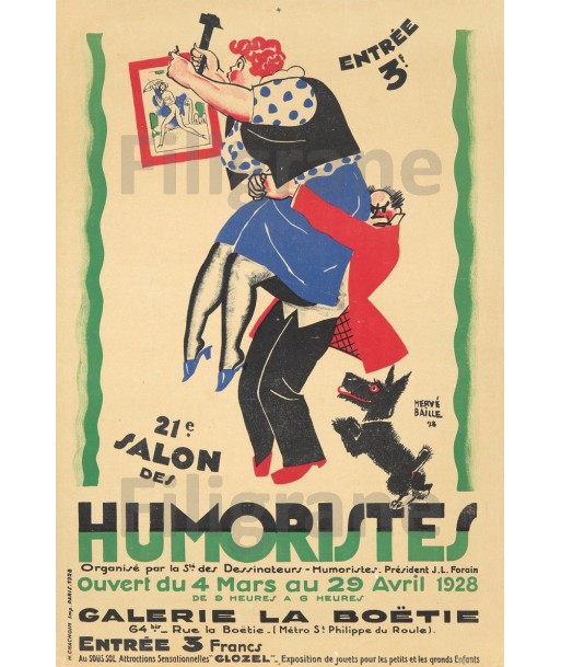 EXPO SALON HUMORISTES 1928 Rvqg-POSTER/REPRODUCTION d1 AFFICHE VINTAGE rembourrage situé sous