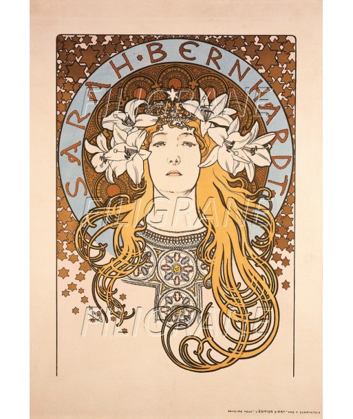 SPECTACLE SARAH BERNHARDT MUCHA Rlon-POSTER/REPRODUCTION d1 AFFICHE VINTAGE de l' environnement