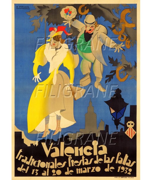 FêTES VALENCIA FIESTAS FALAS 1932 Rpho-POSTER/REPRODUCTION d1 AFFICHE VINTAGE france