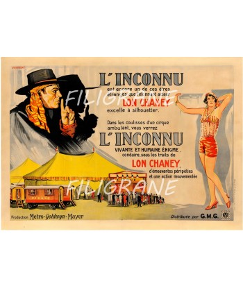 L'INCONNU FILM CIRQUE Rodb-POSTER/REPRODUCTION d1 AFFICHE VINTAGE Véritable concentré