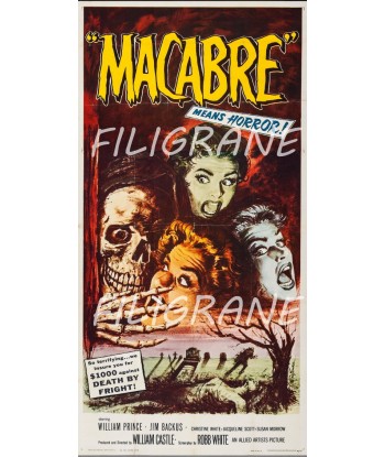 MACABRE FILM Rfrb-POSTER/REPRODUCTION d1 AFFICHE VINTAGE brillant des détails fins