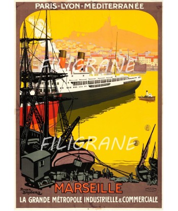 MARSEILLE PORT PAQUEBOT Rman-POSTER/REPRODUCTION d1 AFFICHE VINTAGE la livraison gratuite