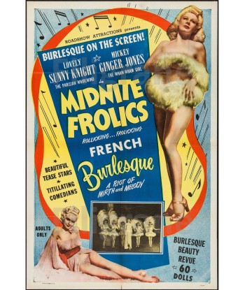 MIDNITE FROLICS CABARET Rach-POSTER/REPRODUCTION d1 AFFICHE VINTAGE rembourrage situé sous