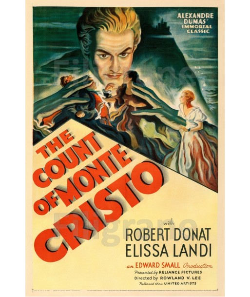 MONTE CRISTO FILM Rtnm-POSTER/REPRODUCTION d1 AFFICHE VINTAGE Dans la société mordern