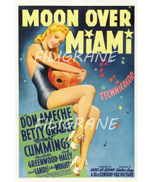 MOON OVER MIAMI FILM Rasa-POSTER/REPRODUCTION d1 AFFICHE VINTAGE shop