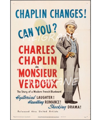 Mr VERDOUX FILM CHAPLIN Ricx-POSTER/REPRODUCTION d1 AFFICHE VINTAGE en ligne