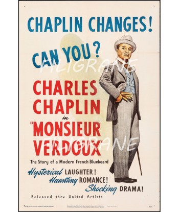 Mr VERDOUX FILM CHAPLIN Rmba-POSTER/REPRODUCTION d1 AFFICHE VINTAGE la livraison gratuite