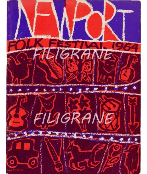 NEW PORT FESTIVAL FOLK 64 Rybr-POSTER/REPRODUCTION d1 AFFICHE VINTAGE d'Europe débarque