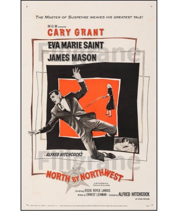 NORTH by NORTHWEST  FILM Ruuh-POSTER/REPRODUCTION d1 AFFICHE VINTAGE destockage