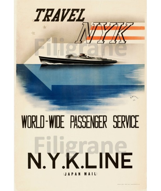 NYK LINE PAQUEBOT Rorb-POSTER/REPRODUCTION d1 AFFICHE VINTAGE Par le système avancé 