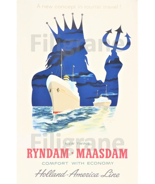 PAQUEBOT HOLLAND AMERICA LINE Rify-POSTER/REPRODUCTION d1 AFFICHE VINTAGE livraison gratuite