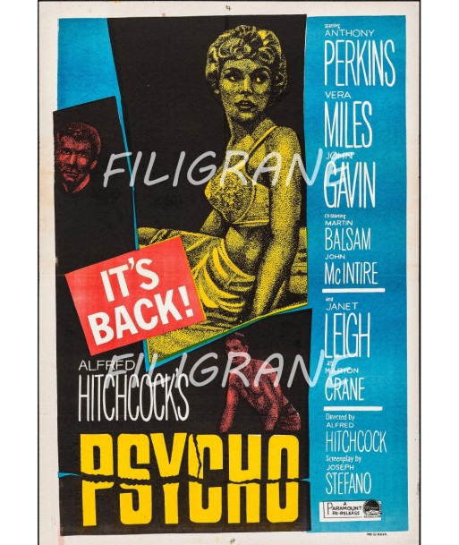 PSYCHO HITCHCOK'S FILM Rjnb-POSTER/REPRODUCTION d1 AFFICHE VINTAGE Fin de série