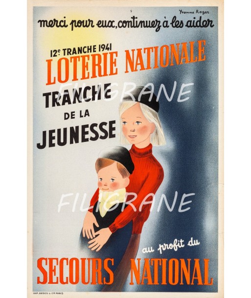 PUB LOTERIE NATIONALE 1941 Rcrc-POSTER/REPRODUCTION d1 AFFICHE VINTAGE solde