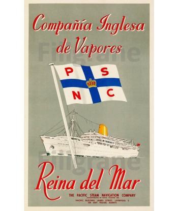 REINA del MAR PAQUEBOT Rltl-POSTER/REPRODUCTION d1 AFFICHE VINTAGE pour bénéficier 