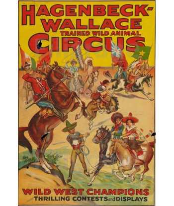 HAGENBECK WALLACE CIRCUS Rhao-POSTER/REPRODUCTION d1 AFFICHE VINTAGE pas chere