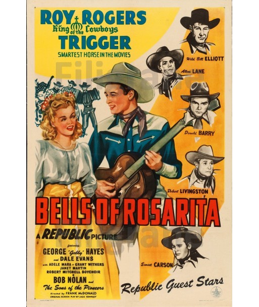 ROY ROGERS BELLS FILM Rdpk-POSTER/REPRODUCTION d1 AFFICHE VINTAGE Dans la société mordern