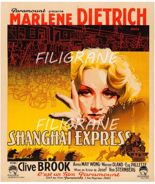 SHANGHAÏ EXPRESS FILM Rtpd-POSTER/REPRODUCTION d1 AFFICHE VINTAGE rembourrage situé sous