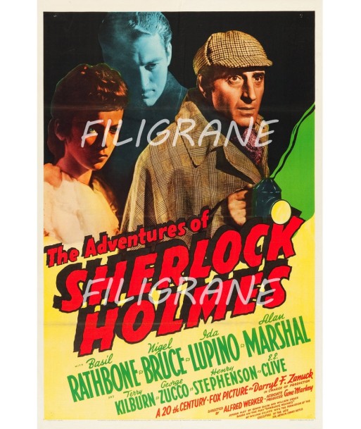 SHERLOCK HOLMES FILM Rtbj-POSTER/REPRODUCTION d1 AFFICHE VINTAGE offre 