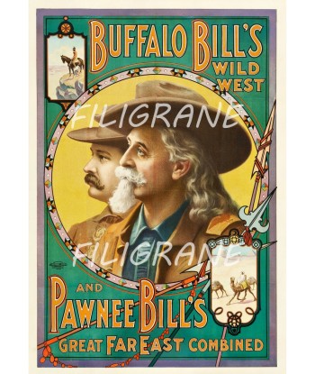 SPECTACLE BUFFALO BILL PAWNEE BILL Rokb-POSTER/REPRODUCTION d1 AFFICHE VINTAGE de technologie