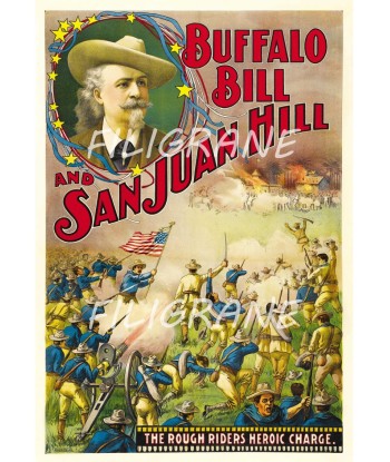 SPECTACLE BUFFALO BILL SAN JUAN HILL Rlew-POSTER/REPRODUCTION d1 AFFICHE VINTAGE outlet