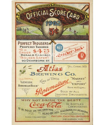 SPORT BASE-BALL 1902 Rmry-POSTER/REPRODUCTION d1 AFFICHE VINTAGE les ctes