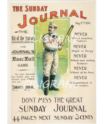 SPORT SUNDAY JOURNAL BASE BALL Rgse-POSTER/REPRODUCTION d1 AFFICHE VINTAGE du meilleur 