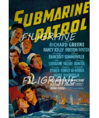 SUBMARINE PATROL FILM Rgok-POSTER/REPRODUCTION d1 AFFICHE VINTAGE basket pas cher