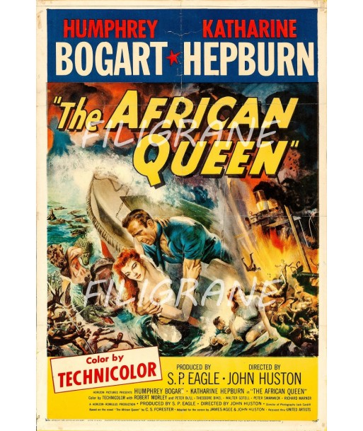 THE AFRICAN QUEEN FILM Rvwa-POSTER/REPRODUCTION d1 AFFICHE VINTAGE prix pour 