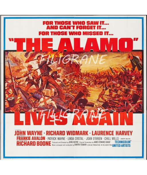 THE ALAMO LIVES AGAIN FILM Rvup-POSTER/REPRODUCTION d1 AFFICHE VINTAGE en linge