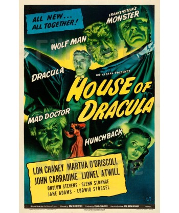 HOUSE of DRACULA FILM Reof-POSTER/REPRODUCTION d1 AFFICHE VINTAGE Livraison rapide