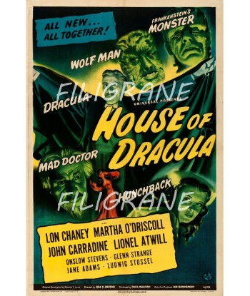 HOUSE of DRACULA FILM Roab-POSTER/REPRODUCTION d1 AFFICHE VINTAGE pas cher