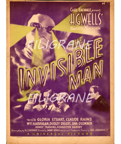 THE INVISIBLE MAN FILM Rhqt-POSTER/REPRODUCTION d1 AFFICHE VINTAGE livraison et retour toujours gratuits