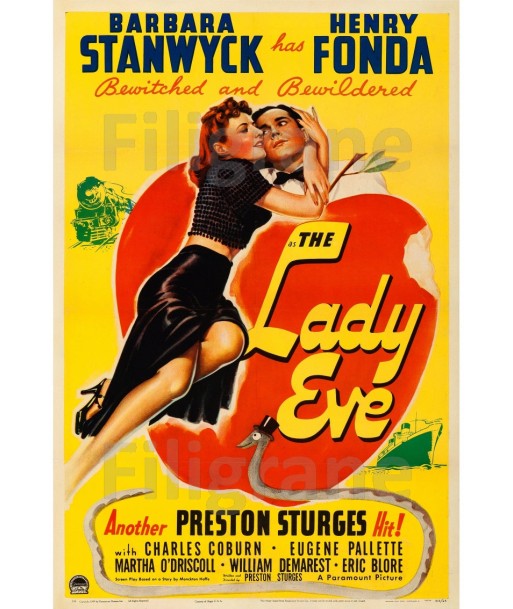 THE LADY EVE FILM Rhpq-POSTER/REPRODUCTION d1 AFFICHE VINTAGE pour bénéficier 