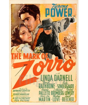 THE MARK of ZORRO FILM Rbyl-POSTER/REPRODUCTION d1 AFFICHE VINTAGE en linge